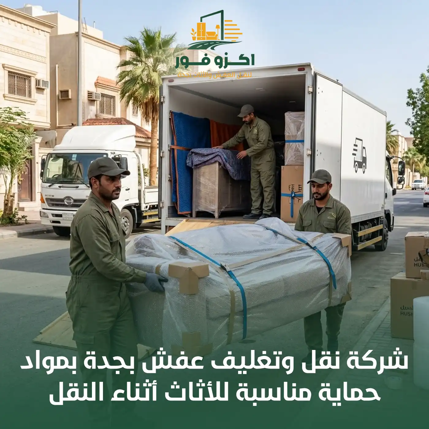 شركة نقل وتغليف عفش بجدة بمواد حماية مناسبة للأثاث أثناء النقل | اكزو فور