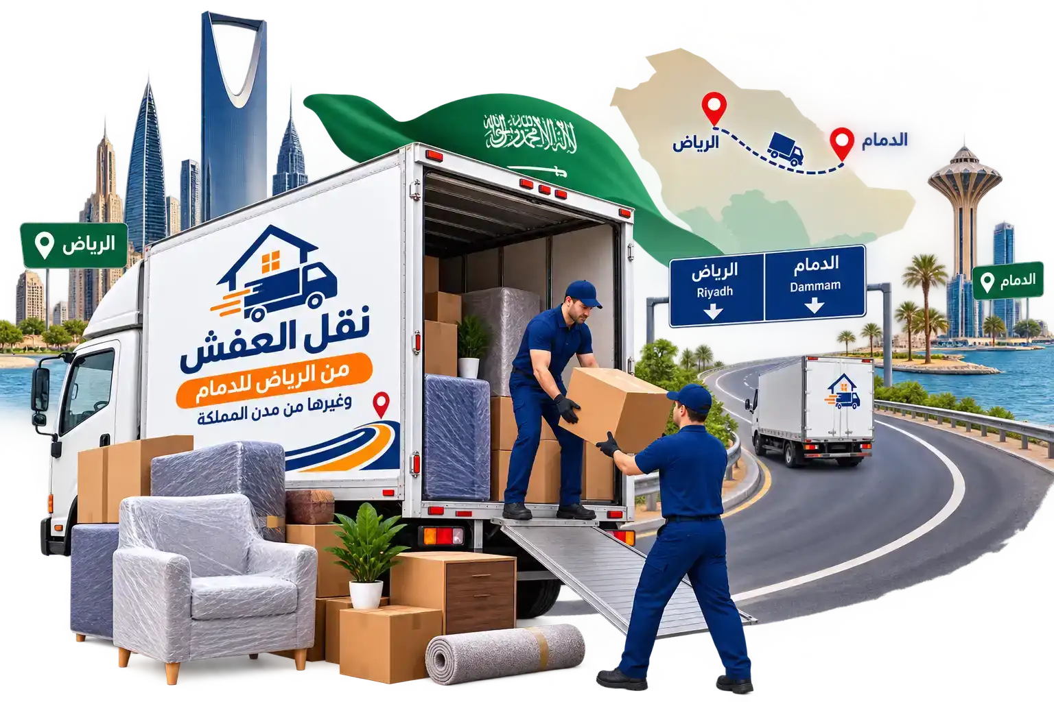 نقل العفش بين المدن من جدة بخدمة منظمة وآمنة